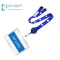 Factory direct sale custom made polyester fabric sublimation printing badge reel lanyard with plastic id card holder